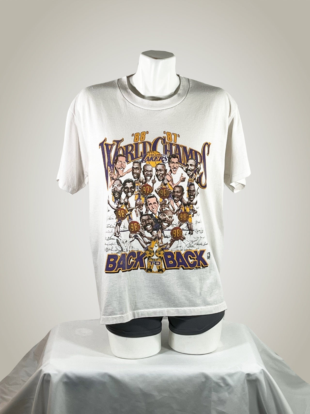 Gameday Grails T-Shirt Vintage Los Angeles Lakers 1987-1988 Back to Back World Champs T-Shirt