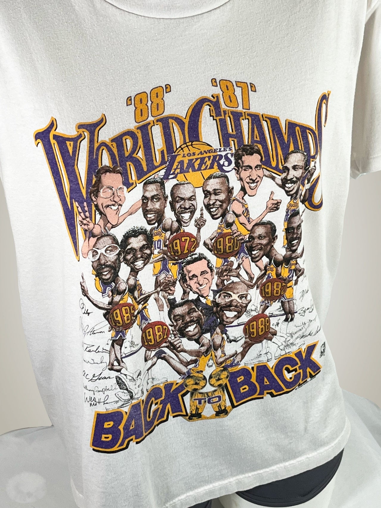 Gameday Grails T-Shirt Vintage Los Angeles Lakers 1987-1988 Back to Back World Champs T-Shirt